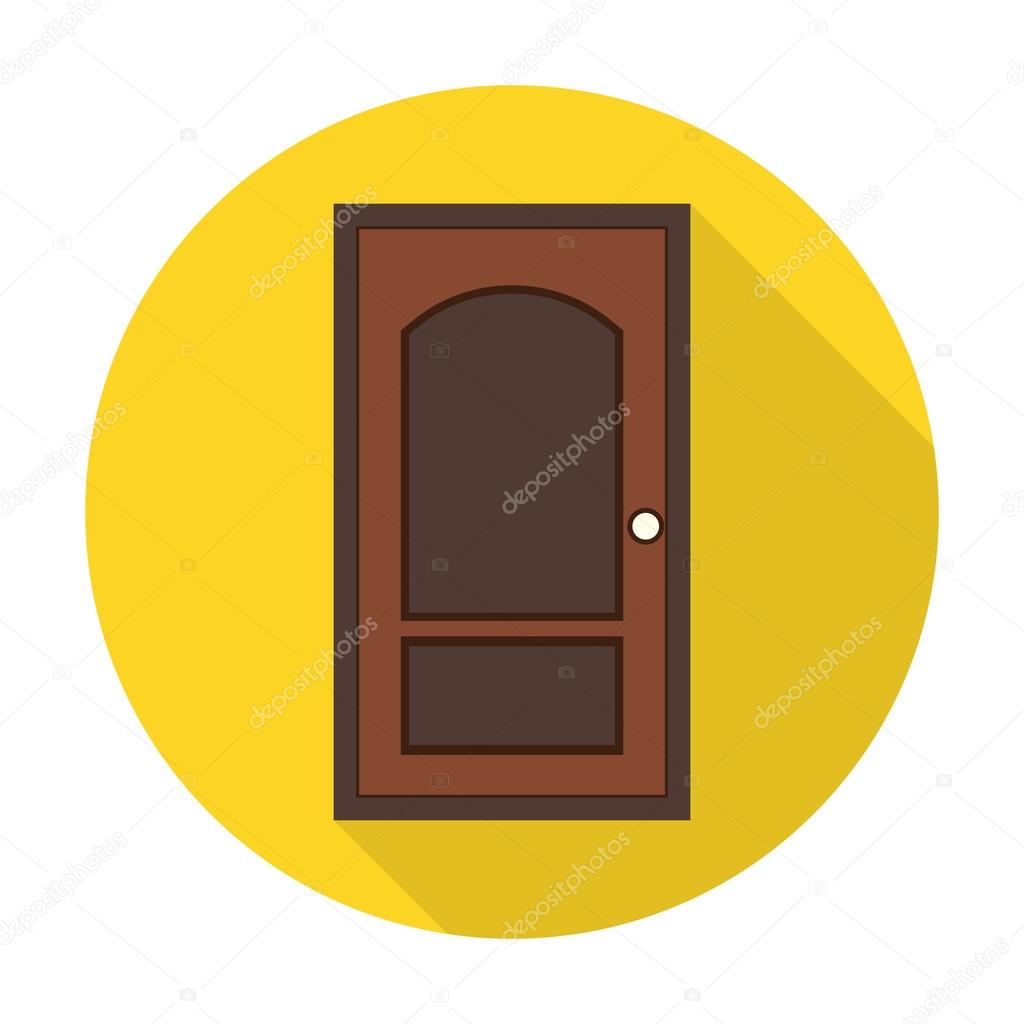 Door flat icon with long shadow for web