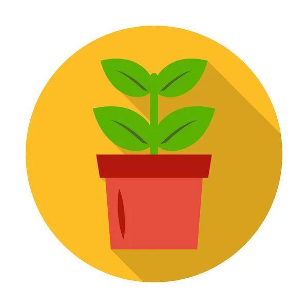 Seedling, pot flat icon with long shadow for web — Stock Vector