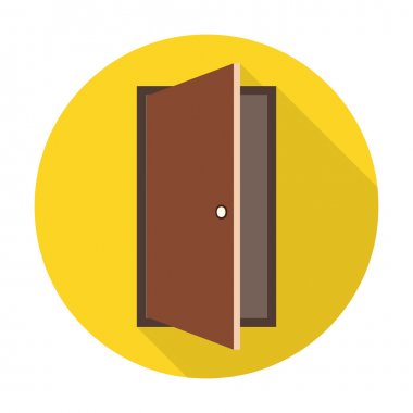 Door flat icon with long shadow for web