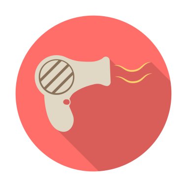 saç kurutma makinesi ile web için uzun gölge düz simgesi