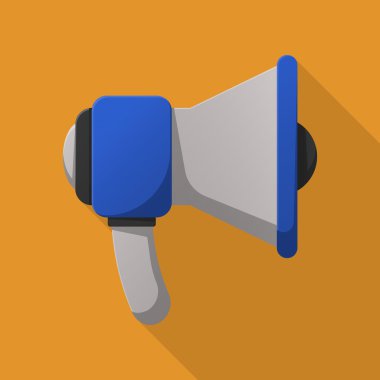 Web için uzun gölge ile megafon düz simgesi