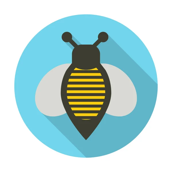 Bee flat icon with long shadow for web — Stock Vector