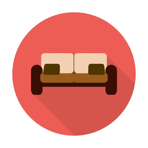 Ikon flat sofa dengan bayangan panjang untuk web - Stok Vektor