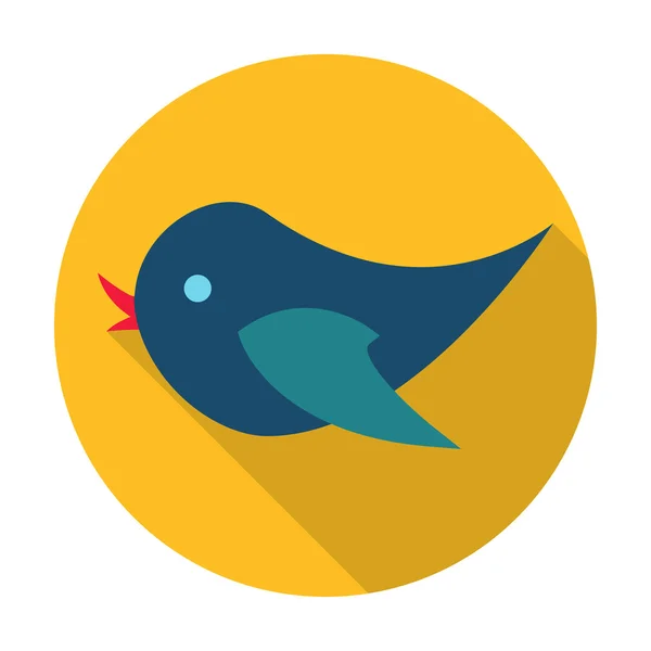 Ícone de pássaro plana com sombra longa para web — Vetor de Stock