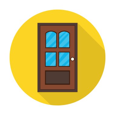 Web için uzun gölge ile kapı düz simgesi