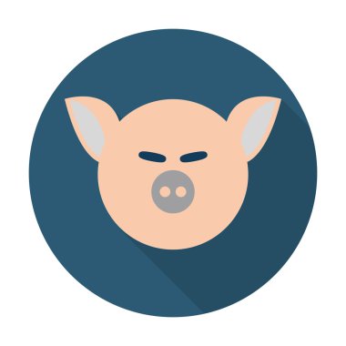 web için uzun gölge ile domuz düz simgesi