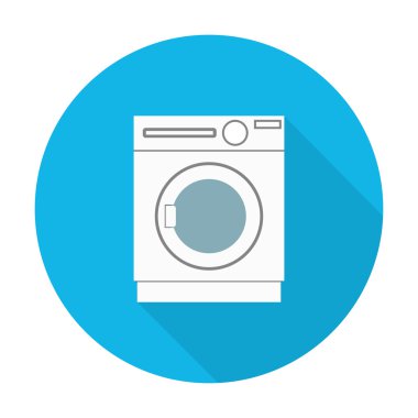 web için uzun gölge ile çamaşır makinesi düz simgesi