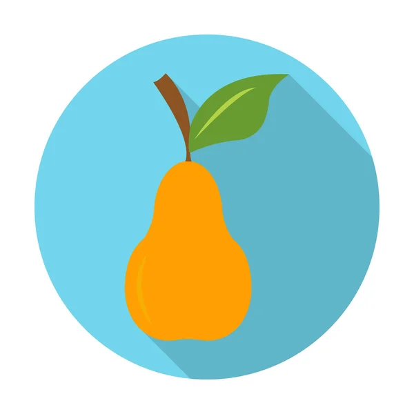 Icono plano de pera con sombra larga para web — Vector de stock