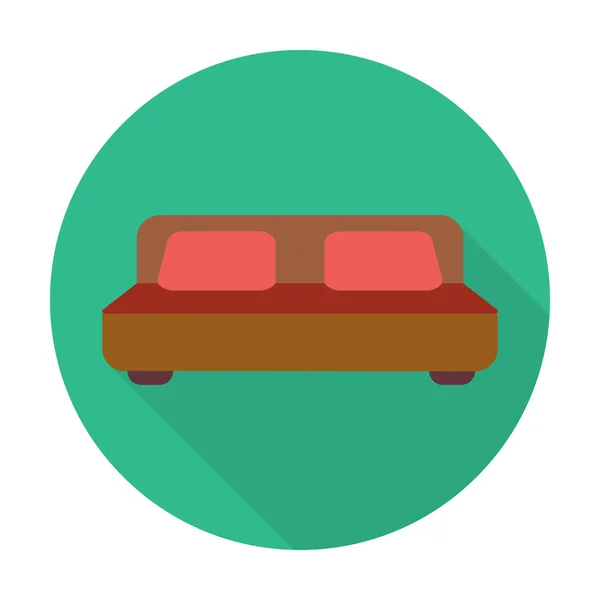 Cama icono plano con sombra larga para web — Vector de stock