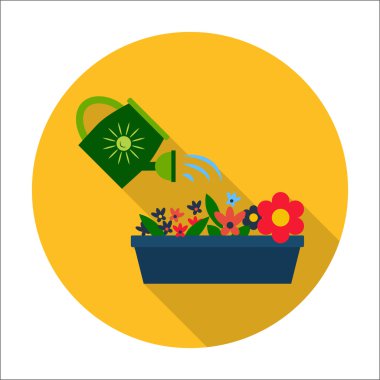 flowerbed, web için uzun gölge ile sulama olabilir düz simgesi