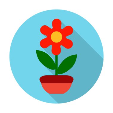 web için uzun gölge ile çiçek düz simgesi