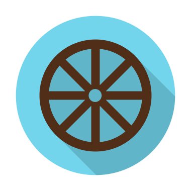 web için uzun gölge ile tekerlek düz simgesi
