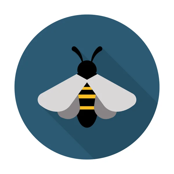 Ícone plana abelha com sombra longa para web — Vetor de Stock