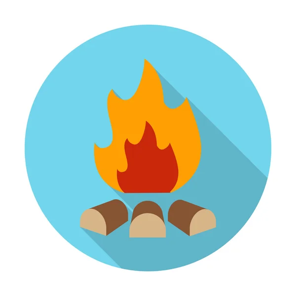 Bonfire flat icon with long shadow for web — Stock Vector