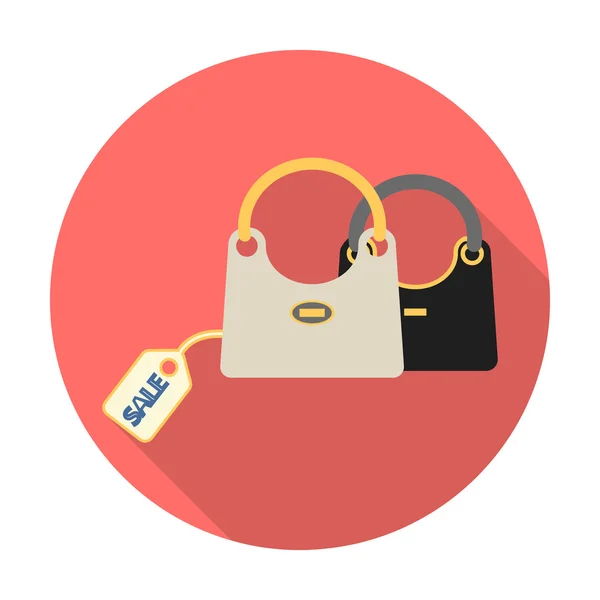 Handbags flat icon with long shadow for web — Stock Vector