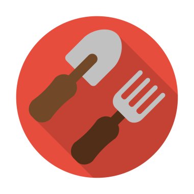 Komisyon, düz simgesi web için uzun gölge ile kürek