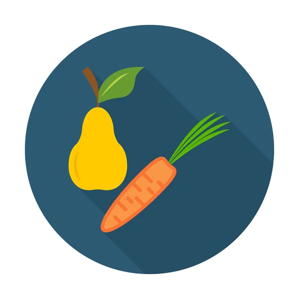 Pêra, ícone de cenoura plana com sombra longa para web — Vetor de Stock