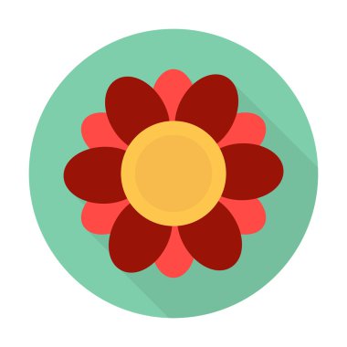 web için uzun gölge ile çiçek düz simgesi