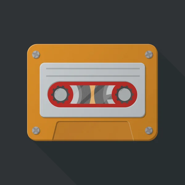 Audio cassette flat icon with long shadow for web — Stock Vector
