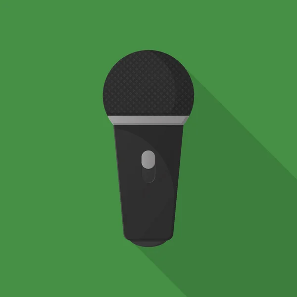 Microfono piatto icona con lunga ombra per il web — Vettoriale Stock