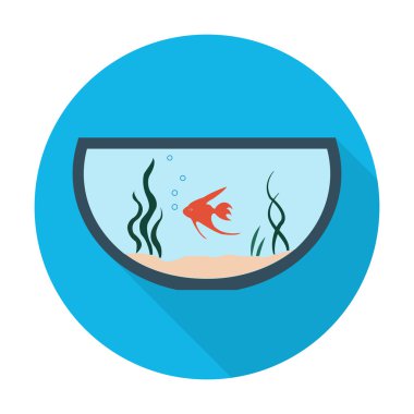 web için uzun gölge ile akvaryum düz simgesi