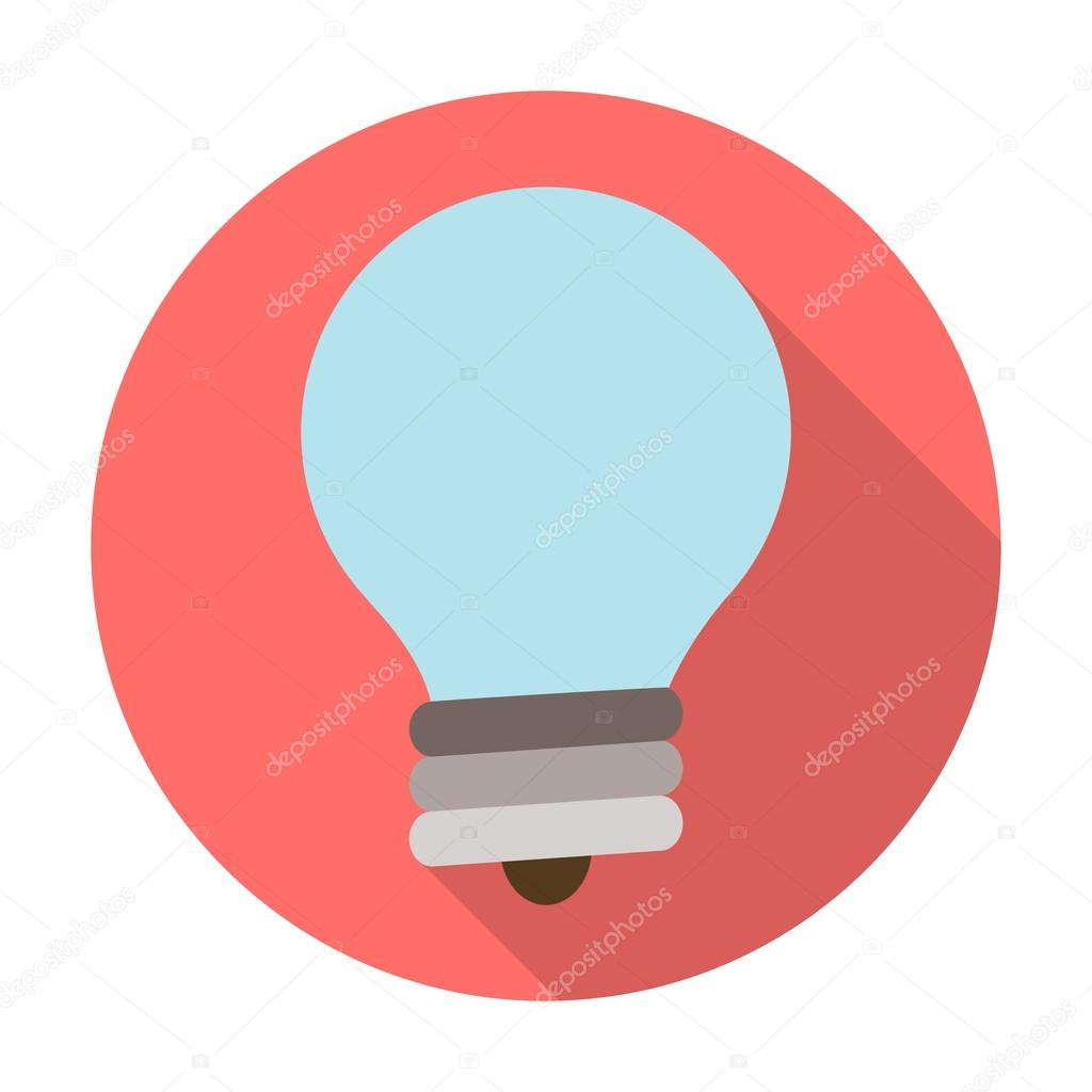  light bulb flat icon with long shadow for web