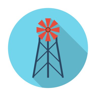 Rüzgar jeneratör düz simgesi ile web için uzun gölge