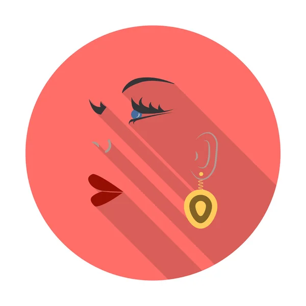 Earring,face flat icon with long shadow for web — Διανυσματικό Αρχείο