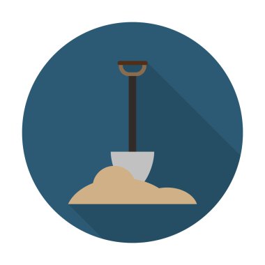  kürek, web için uzun gölge ile arazi düz simgesi