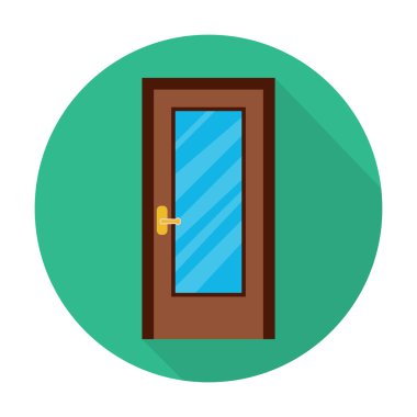 Web için uzun gölge ile kapı düz simgesi