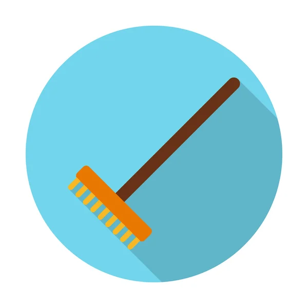 Rake flat icon with long shadow for web — Stock Vector