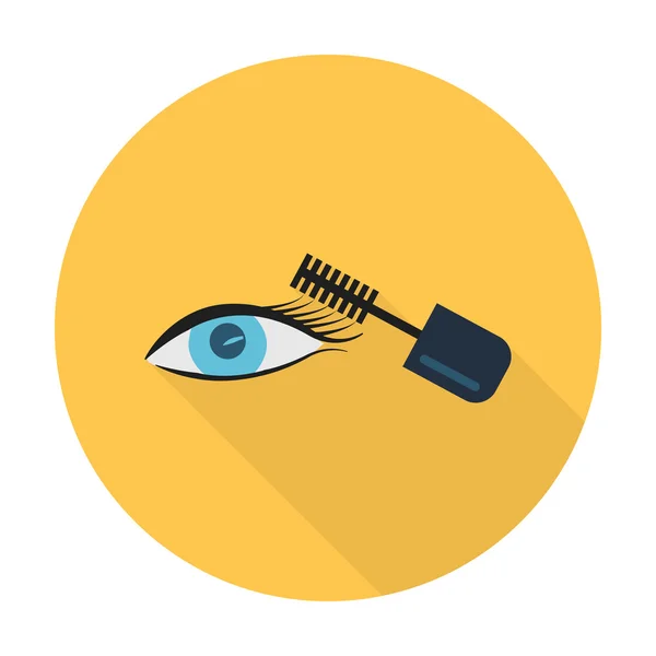 Oog, de platte pictogram mascara met lange schaduw voor web — Stockvector