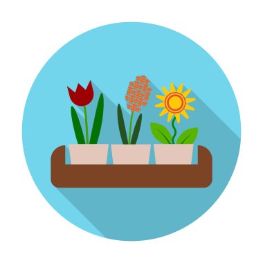  web için uzun gölge ile çiçekler düz simgesi