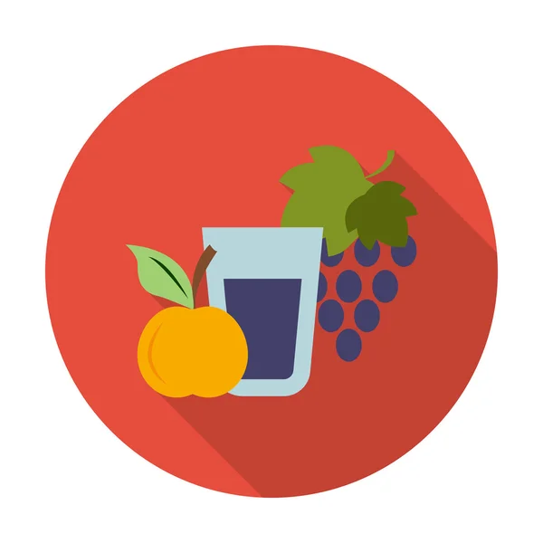Maçã, ícone liso de uva com sombra longa para web — Vetor de Stock