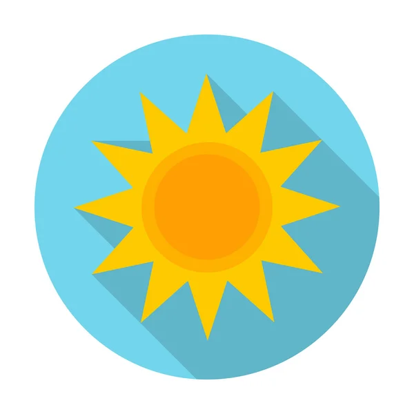 Ícone de sol plana com sombra longa para web — Vetor de Stock