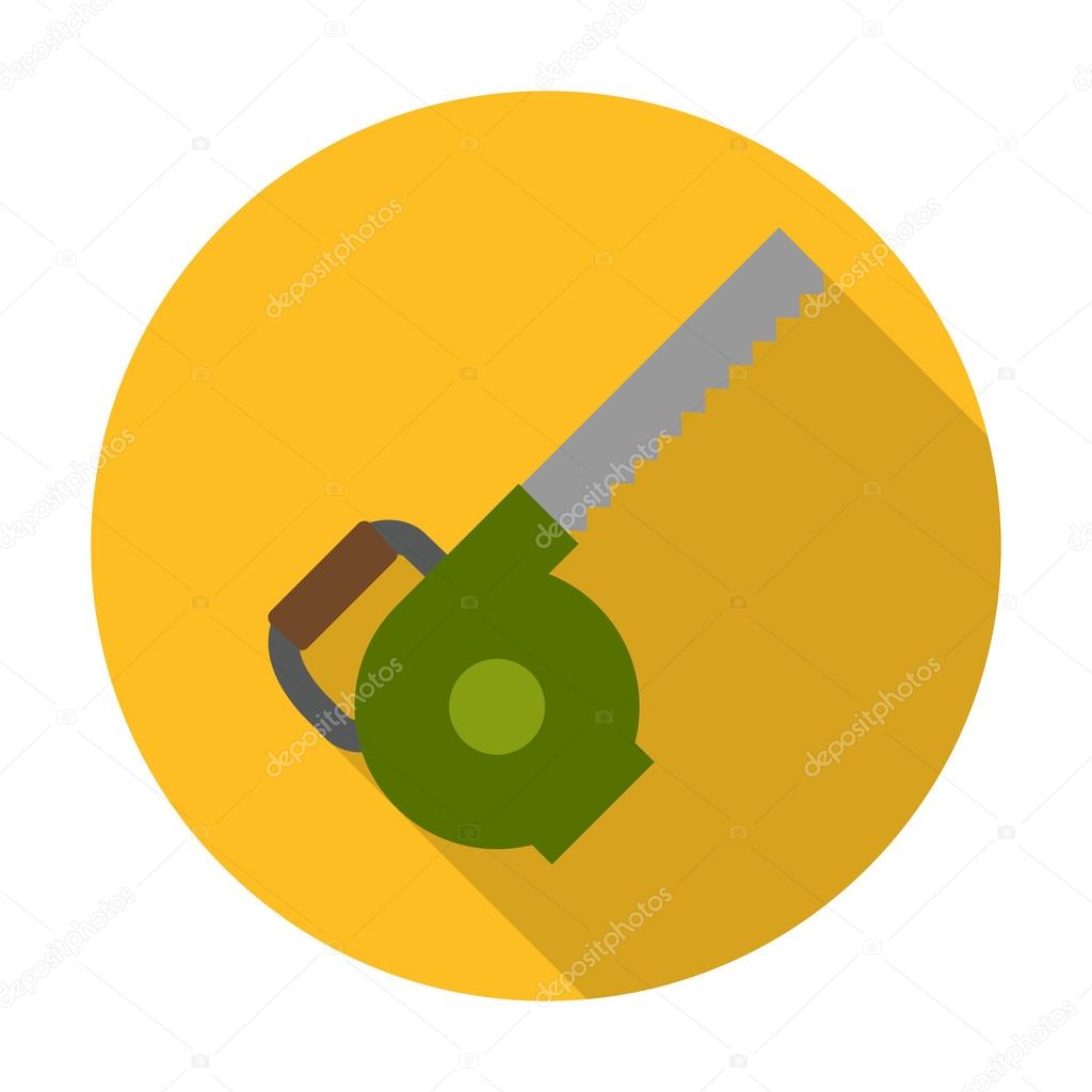 chainsaw flat icon with long shadow for web
