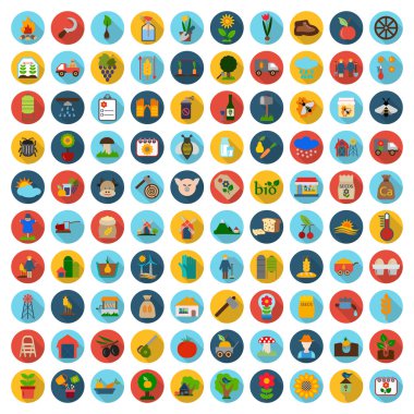 çiftlik, Bahçe 100 web için ayarlama simgeleri düz.