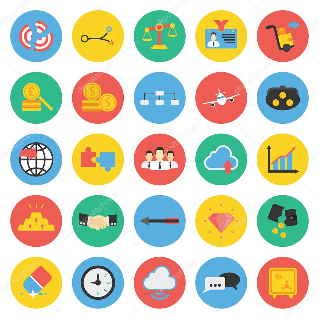 Business, Finance 25 flat icons set for web