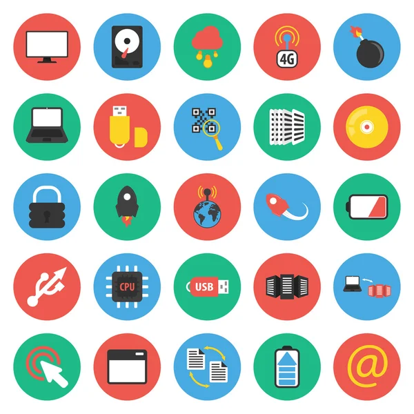 Computer, technology, pc 25 flat icons set for web — Stock Photo, Image