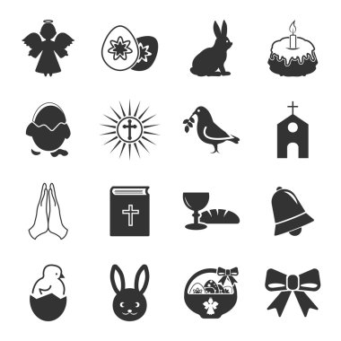 Paskalya, kutsal siyah basit simgeler web için ayarla