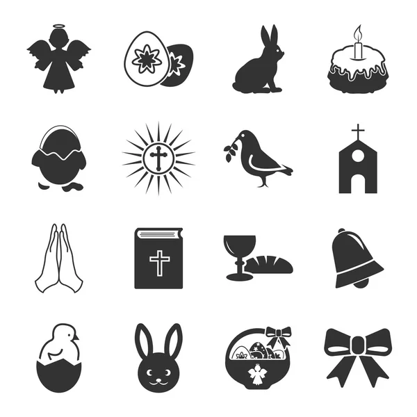 Pascua, negro santo iconos simples establecidos para la web — Vector de stock