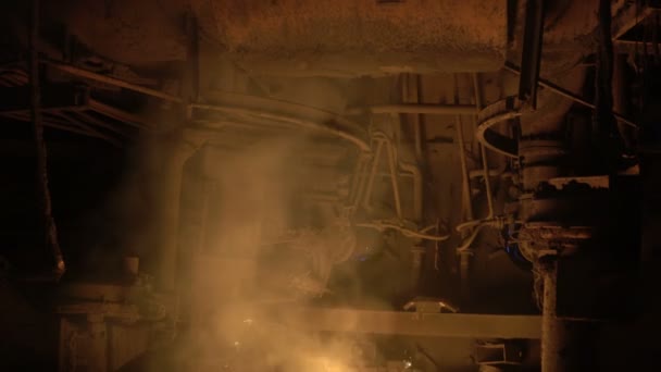 Blast-furnace plant in the process of production close up 2 — Stock Video