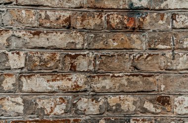 Selvi duvar deseni kırmızı selvi blokları, yakın plan, eski harap duvar.