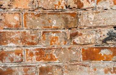 Selvi duvar deseni kırmızı selvi blokları, yakın plan, eski harap duvar.