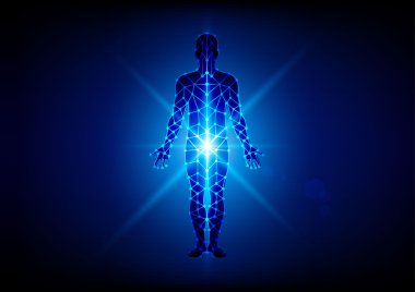 Mavi zemin üzerine mesh soyut gövdeli. illüstrasyon vektör