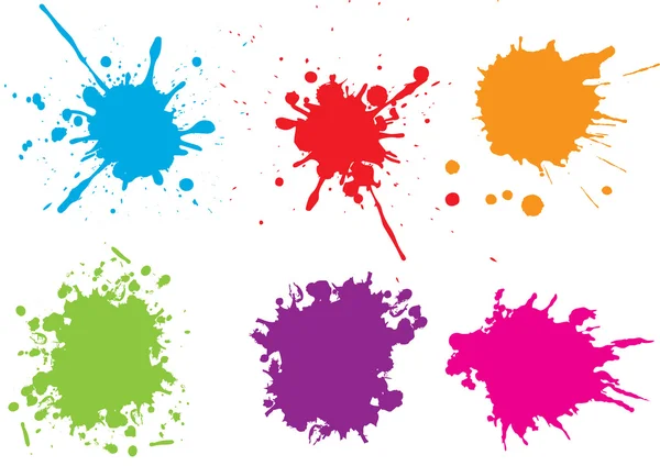 Renkli boya splatters. Boya seti sıçramalarına. Vektör çizim.