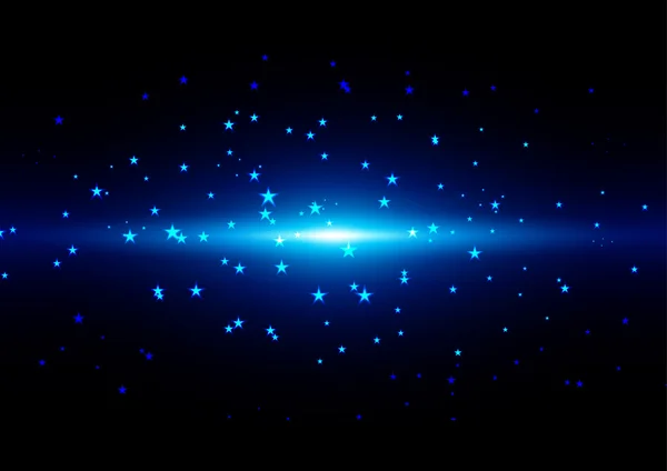抽象的な光と青い背景の星。イラスト ペイント、ペイント ブラシ — ストックベクタ
