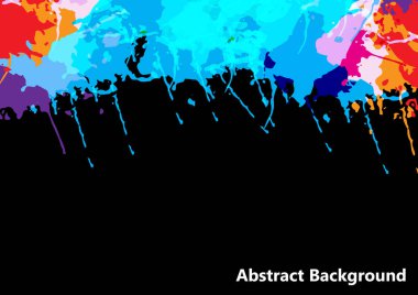 Siyah renk tasarımı arka planında soyut vektör çoklu renk sıçraması. illüstrasyon vektör tasarımı.