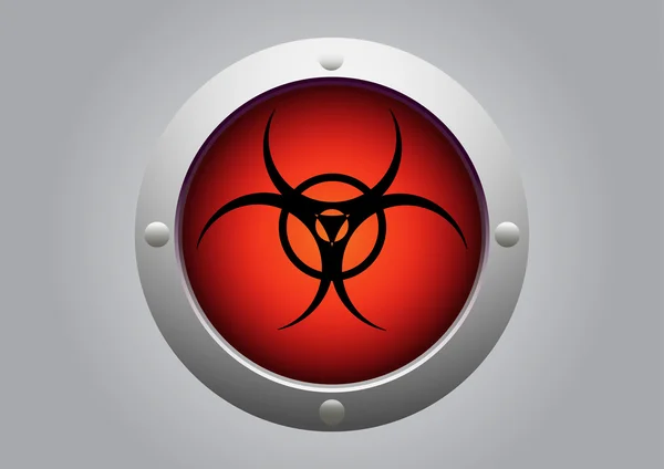 Biohazard mörka röda knappen — Stock vektor