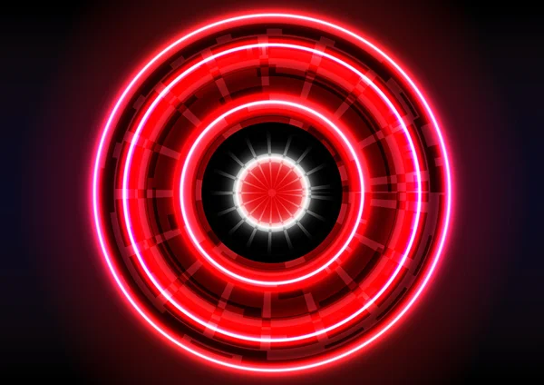 Technologie abstracte achtergrond cirkel rode lichteffect — Stockvector